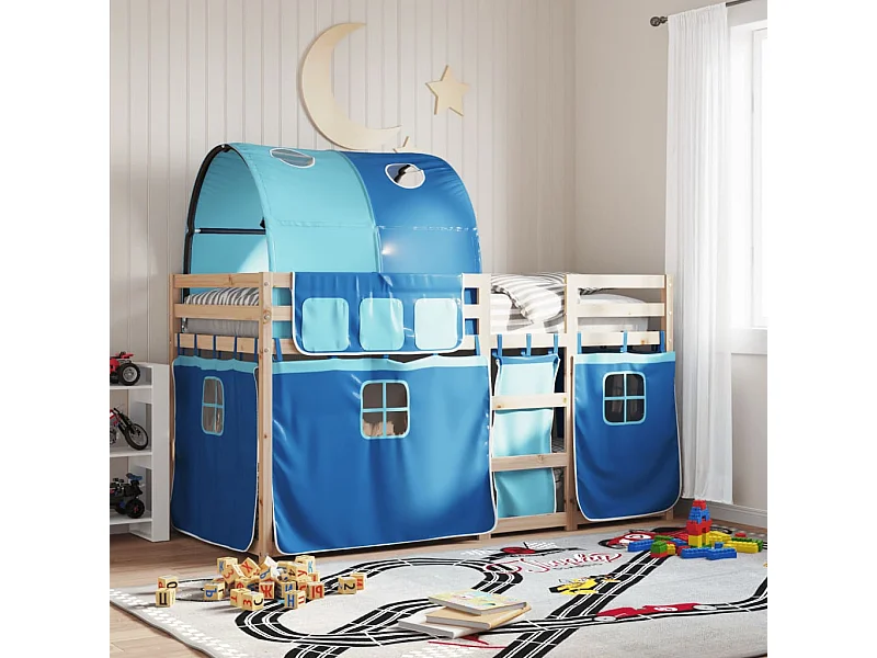 Stapelbed zonder matras blauw 80x200 cm massief grenenhout