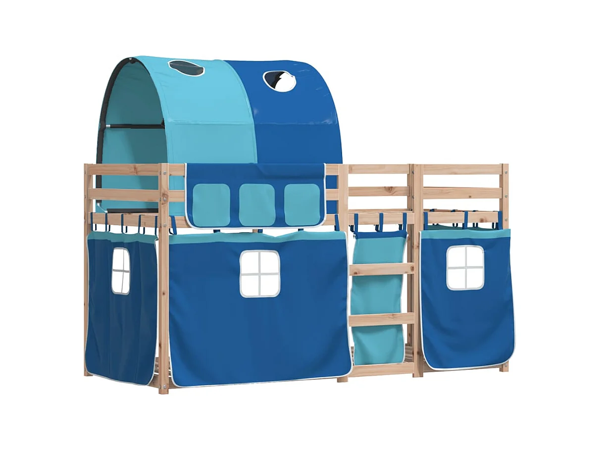 Letto a castello senza materasso blu 80x200 cm in legno massello di pino