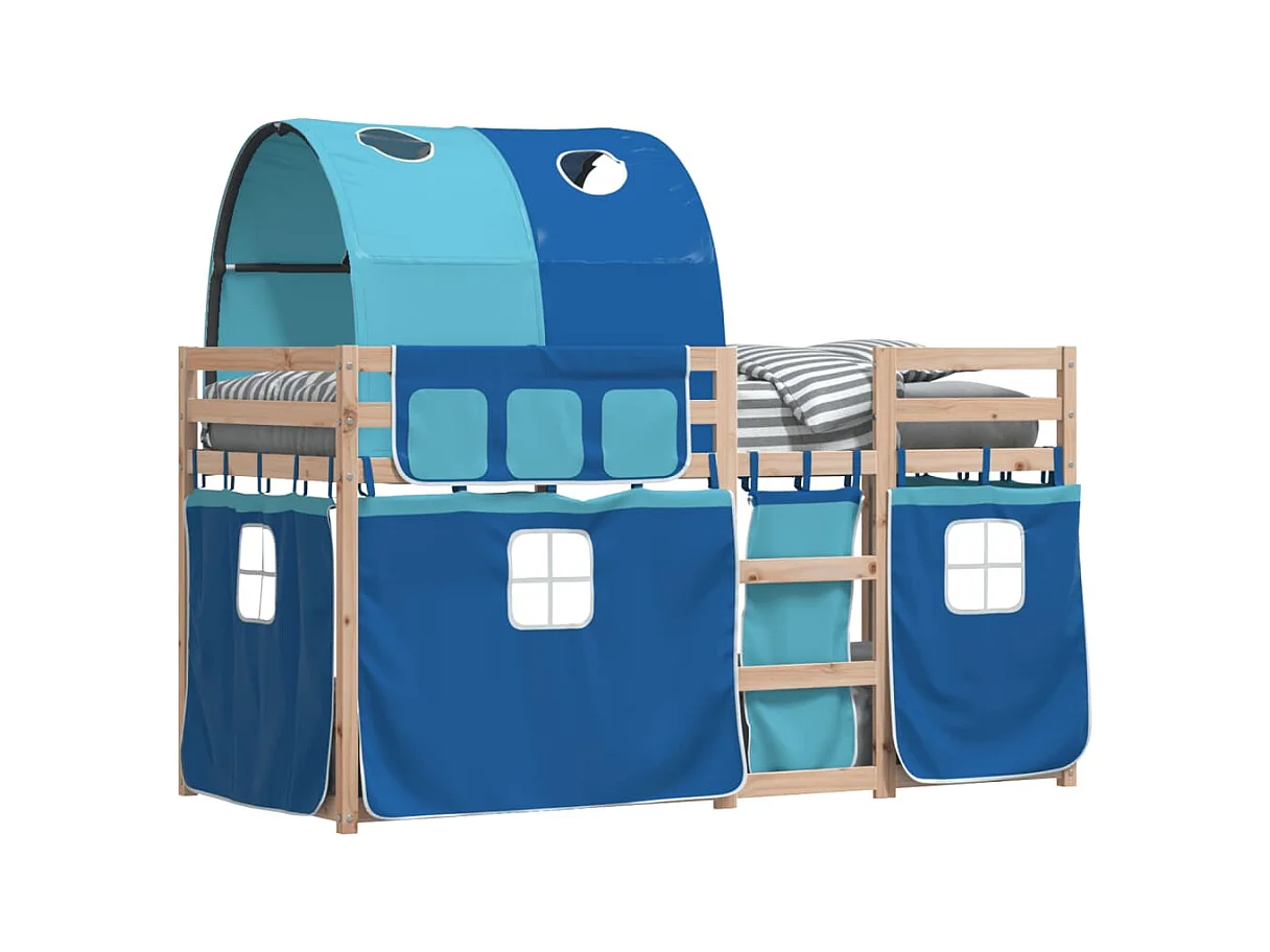 Letto a castello senza materasso blu 80x200 cm in legno massello di pino