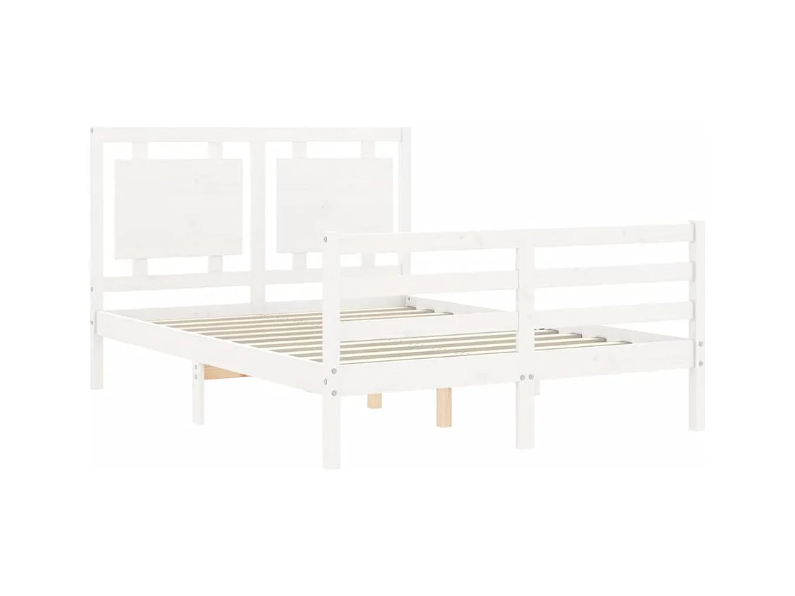 Bedframe zonder witte matras 140x190 cm massief hout