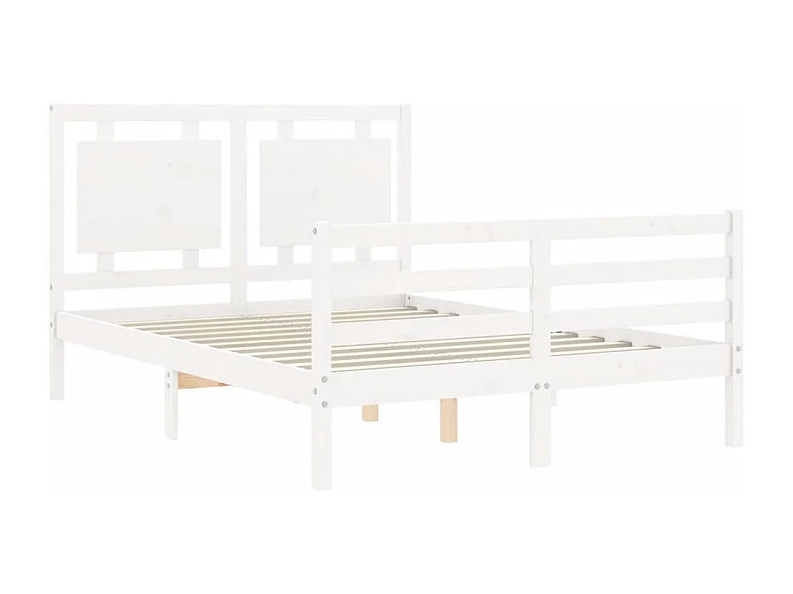 Cadre de lit sans matelas blanc 140x190 cm bois massif