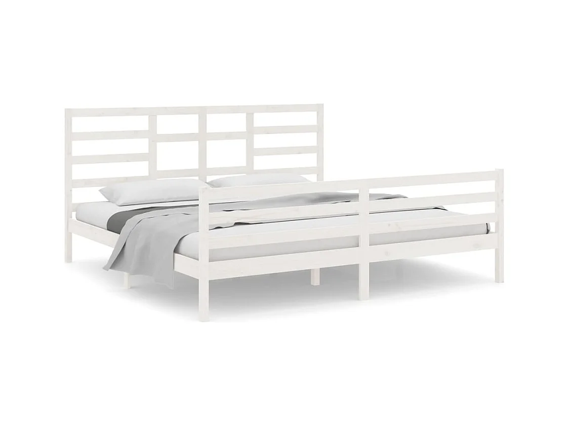 Estructura de cama sin colchón de madera maciza blanca 200x200 cm