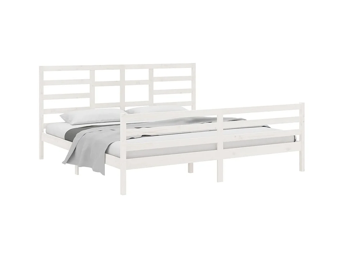 Estructura de cama sin colchón de madera maciza blanca 200x200 cm