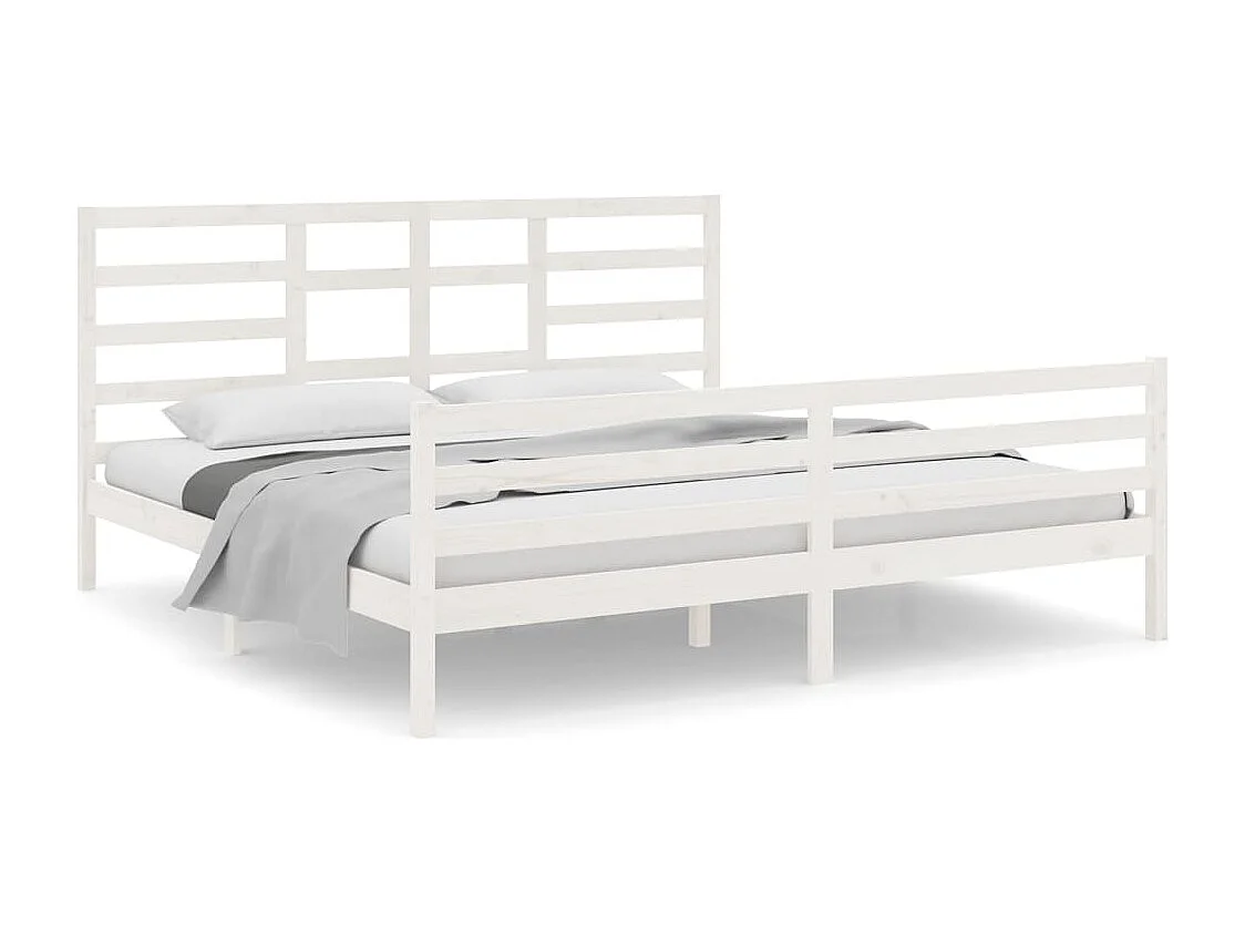 Estructura de cama sin colchón de madera maciza blanca 200x200 cm