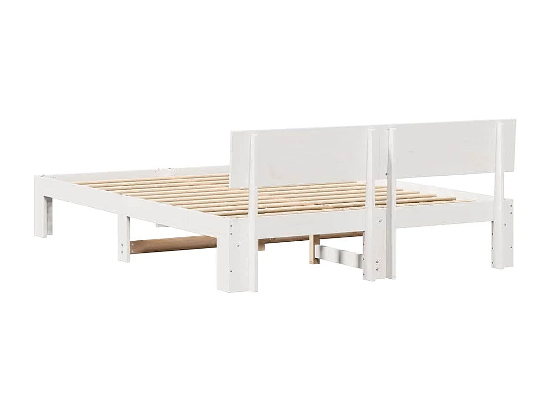 Struttura letto bianca 140 x 200 cm Legno massello di pino