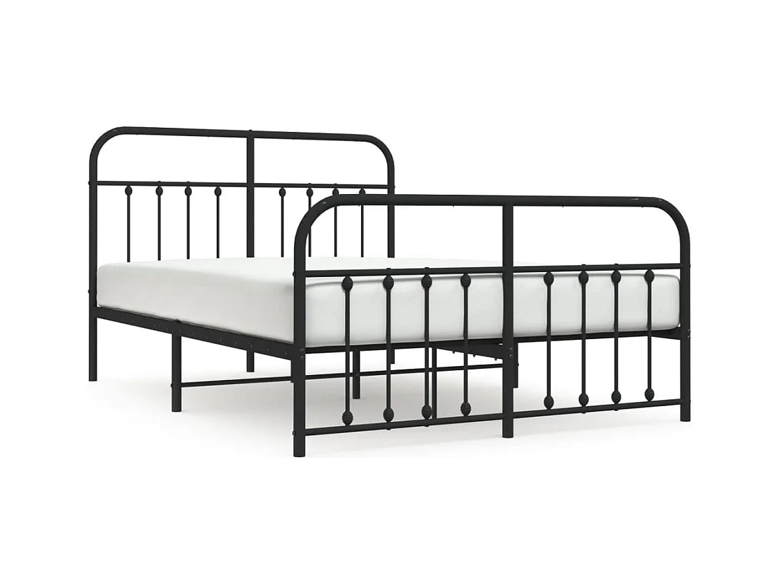 Cadre de lit métal sans matelas avec pied de lit noir 140x200cm