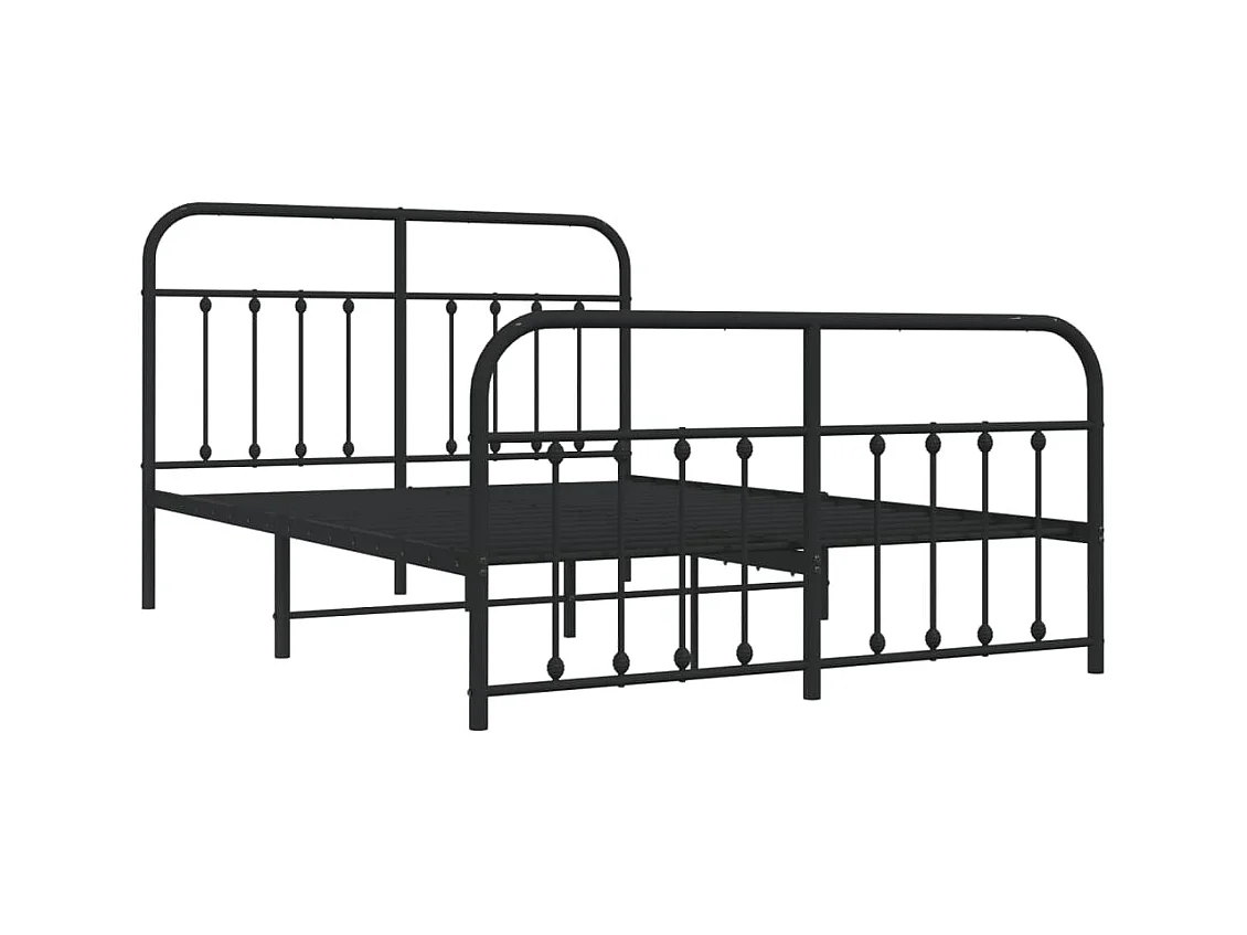 Cadre de lit métal sans matelas avec pied de lit noir 140x200cm