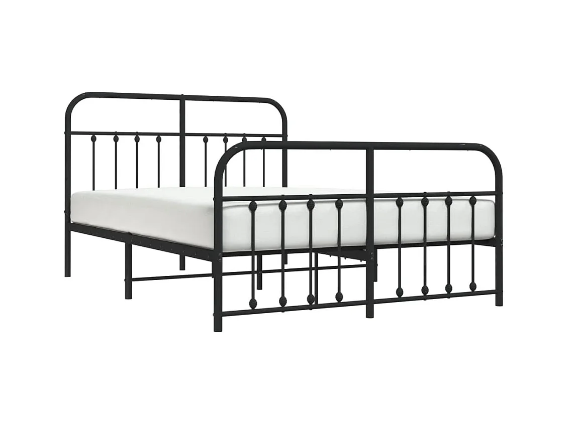 Estructura de cama de metal sin colchón con pie de cama negro 140x200cm