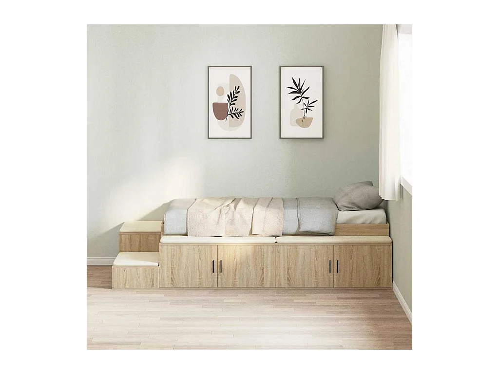 Estructura de cama con almacenaje Roble Sonoma 234 x 118 x 53,5 cm