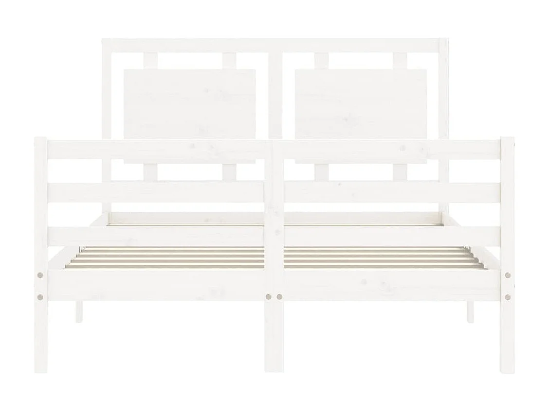 Estructura de cama de madera maciza blanca sin colchón