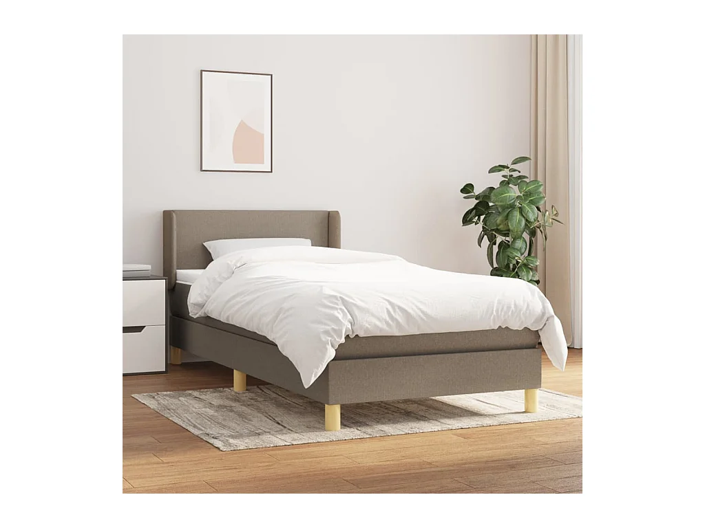 Rete a doghe con materasso in tessuto Taupe 80x200 cm