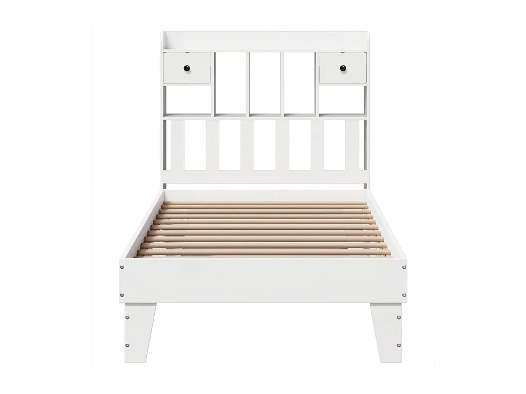 Cadre de lit sans matelas blanc 75x190 cm bois de pin massif