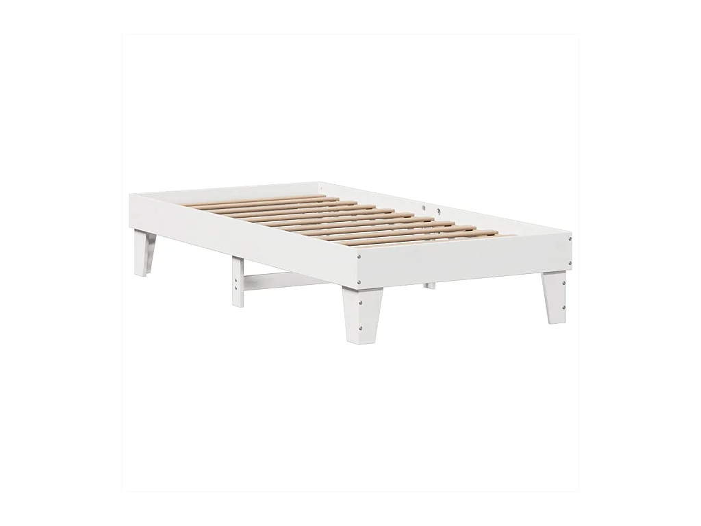 Cadre de lit sans matelas blanc 75x190 cm bois de pin massif