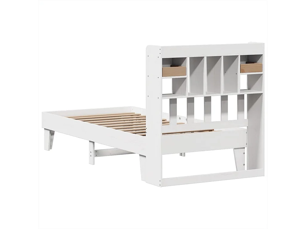 Cadre de lit sans matelas blanc 75x190 cm bois de pin massif