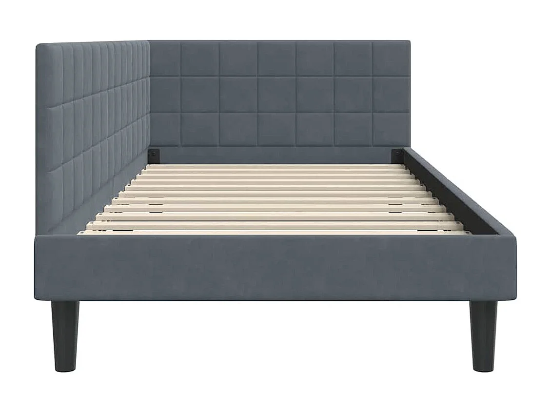 Donkergrijs hoekbedframe 90 x 200 cm fluweel