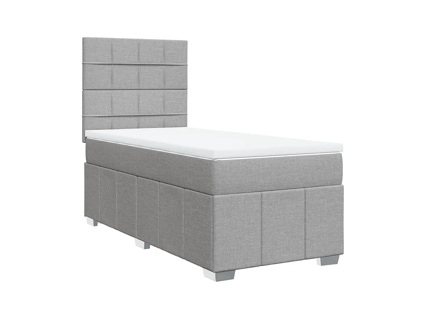 Sommier à lattes de lit avec matelas Gris clair 90x200 cm Tissu