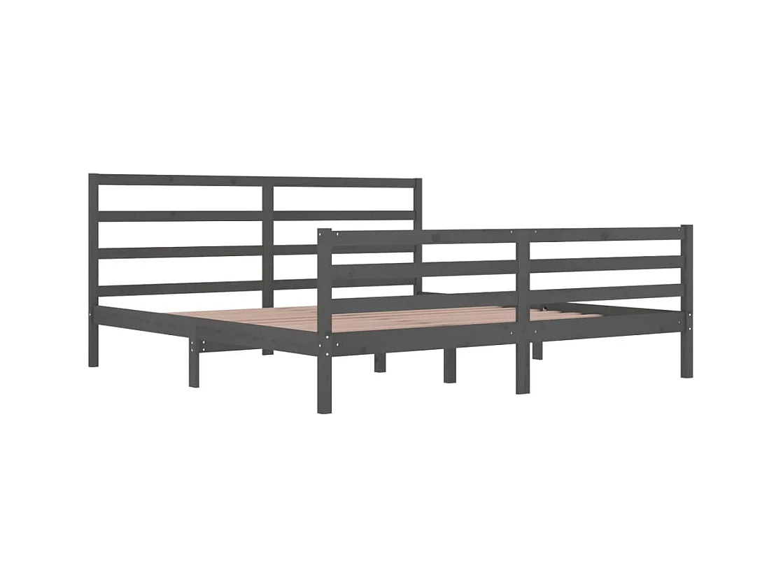 Cadre de lit sans matelas bois massif de pin gris 200x200 cm