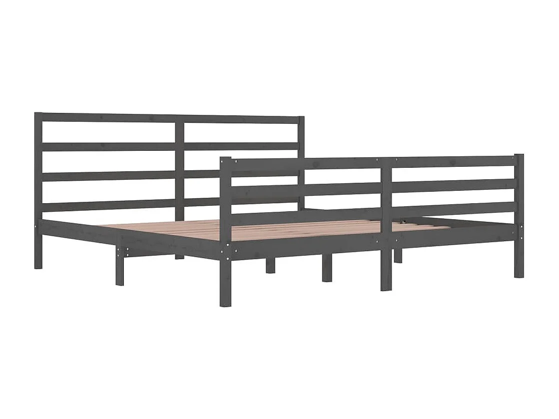 Cadre de lit sans matelas bois massif de pin gris 200x200 cm