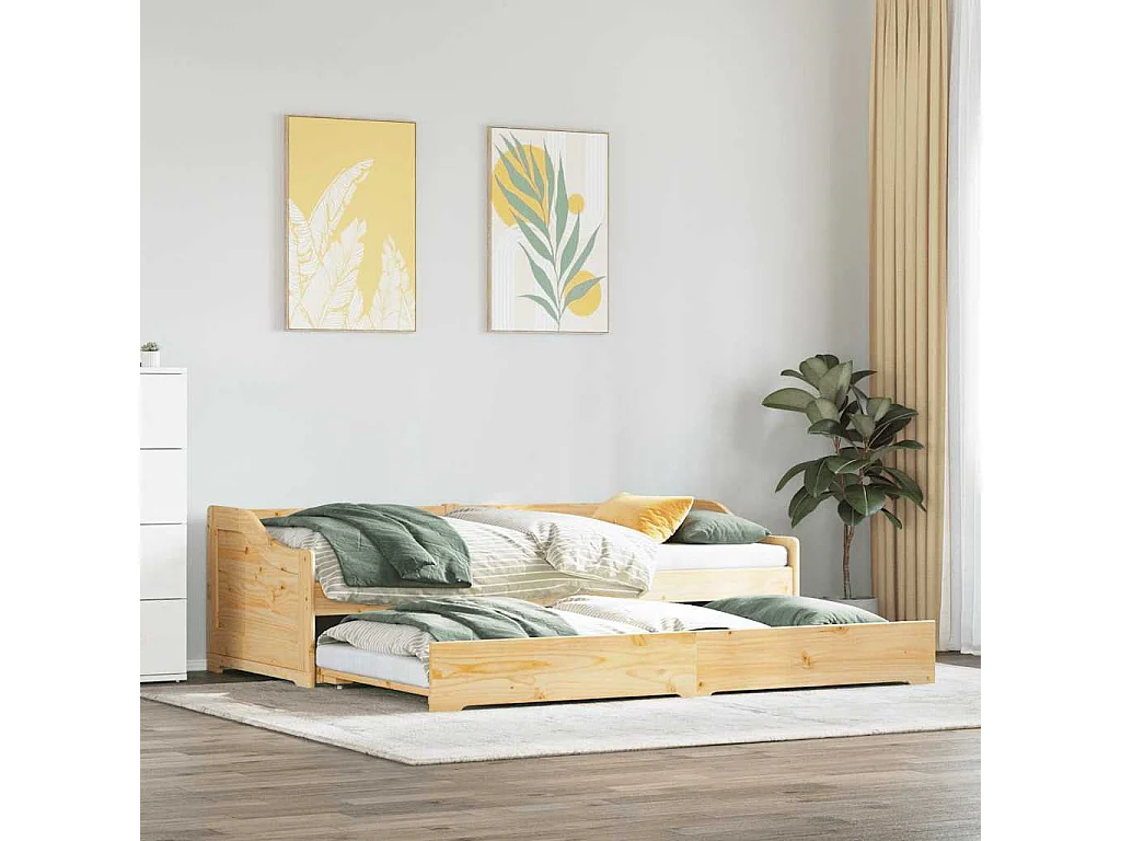Tagesbett mit Ausziehbett ohne Matratze IRUN 90x200 cm