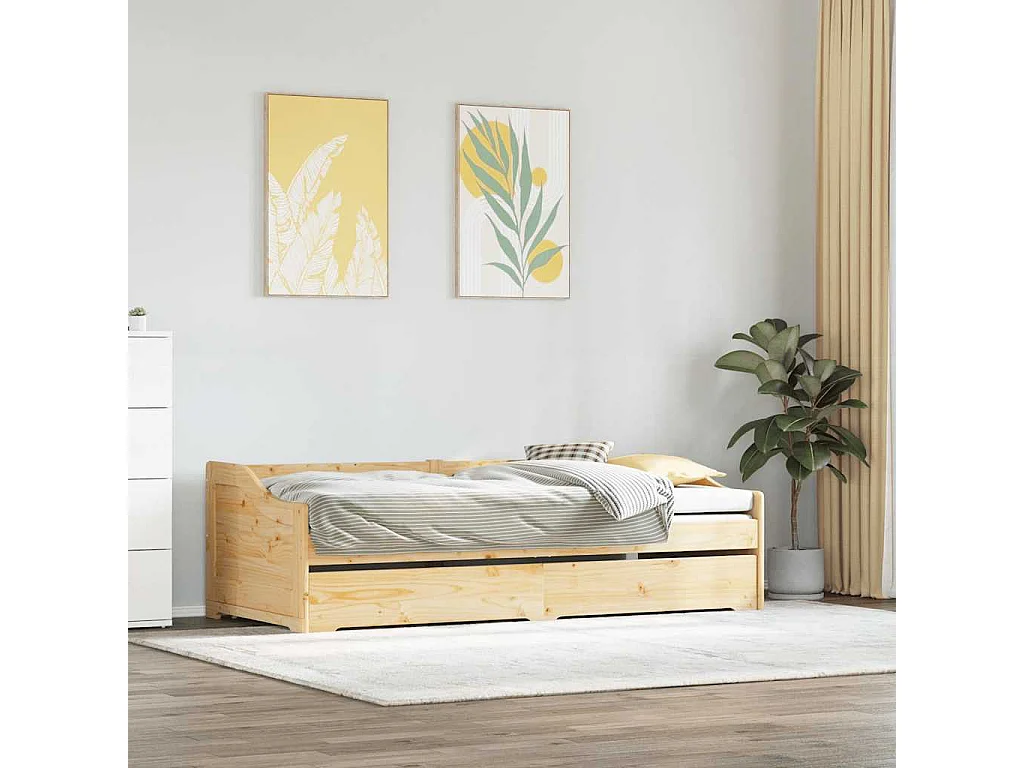 Tagesbett mit Ausziehbett ohne Matratze IRUN 90x200 cm