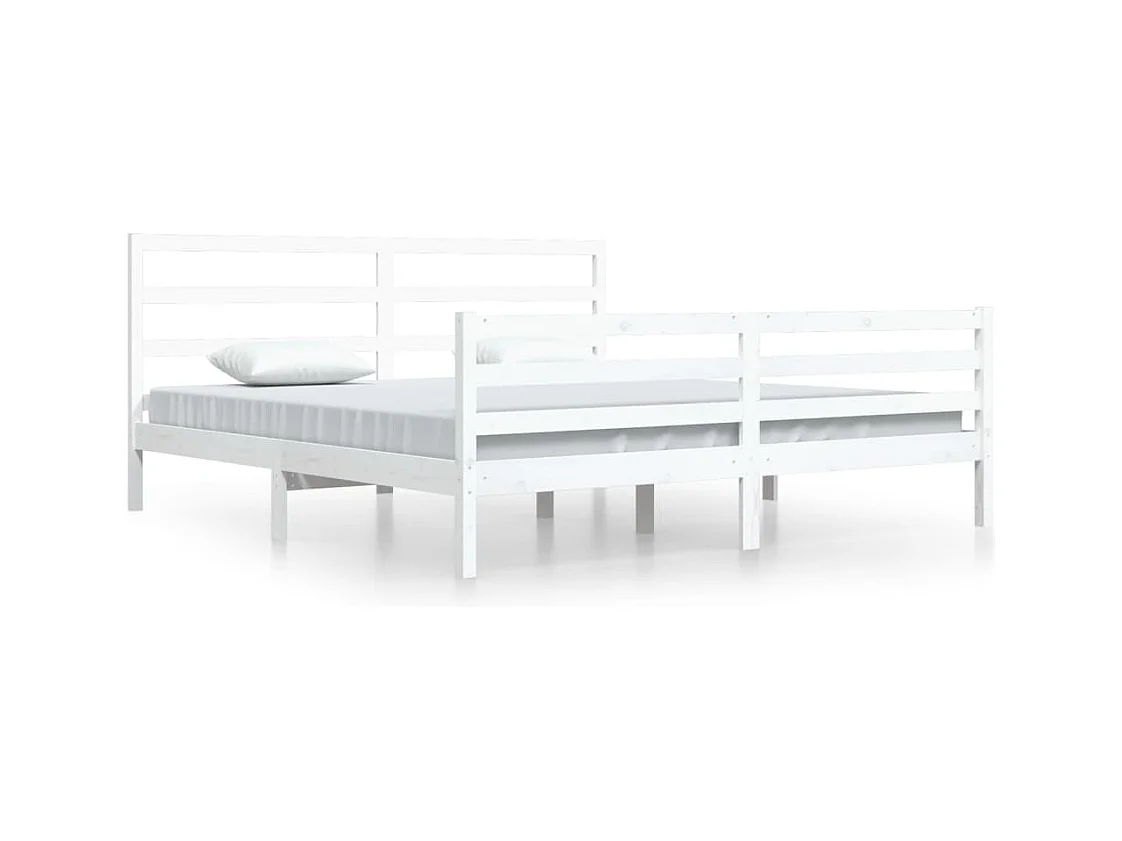 Bedframe zonder matras wit massief grenenhout 200x200 cm