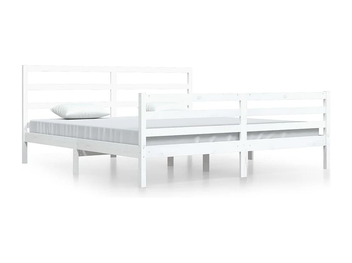 Cadre de lit sans matelas blanc bois massif de pin 200x200 cm