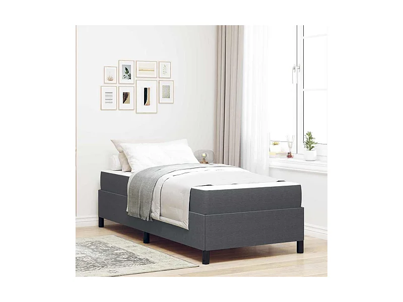 Struttura letto grigio scuro 100 x 200 cm tessuto velluto a coste