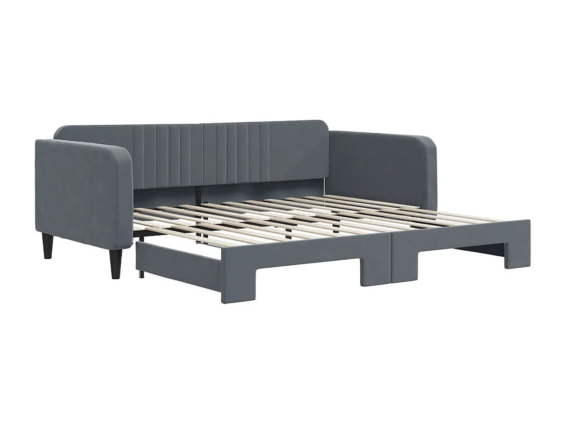 Cama de día con nido sin colchón gris oscuro 100x200 cm
