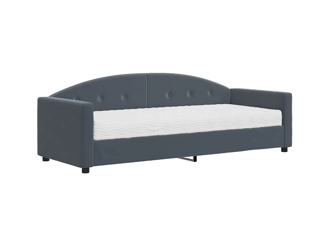 Divano letto con materasso in velluto grigio scuro 80x200 cm