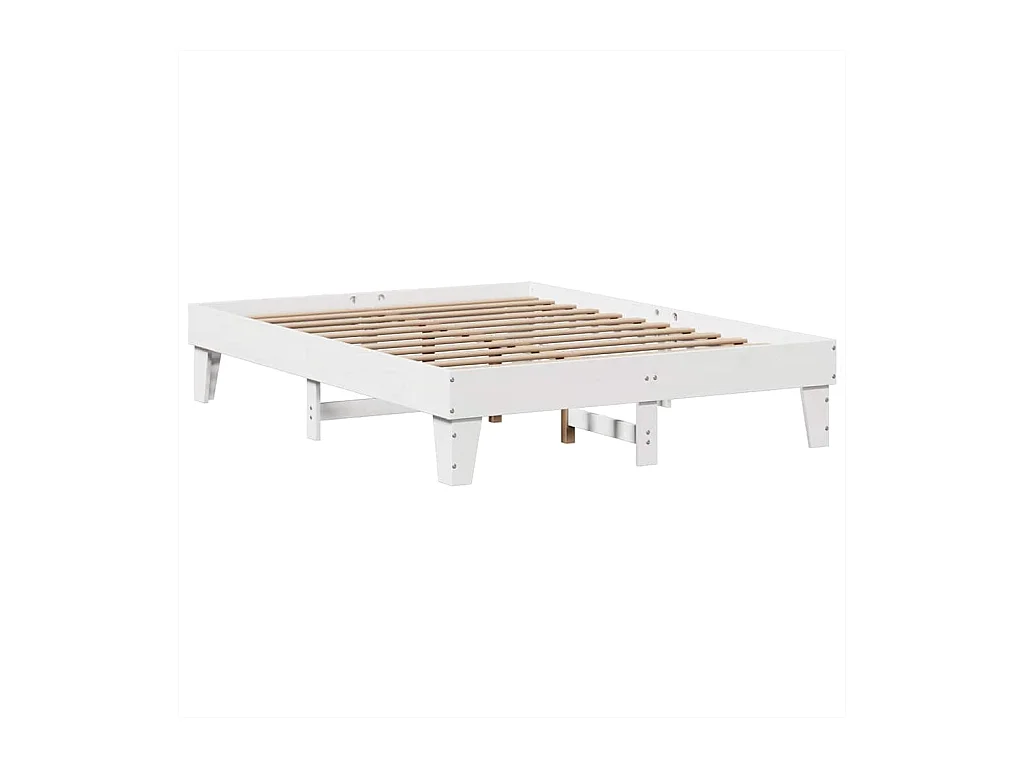 Estructura de cama sin colchón blanca 140x200 cm madera maciza de pino