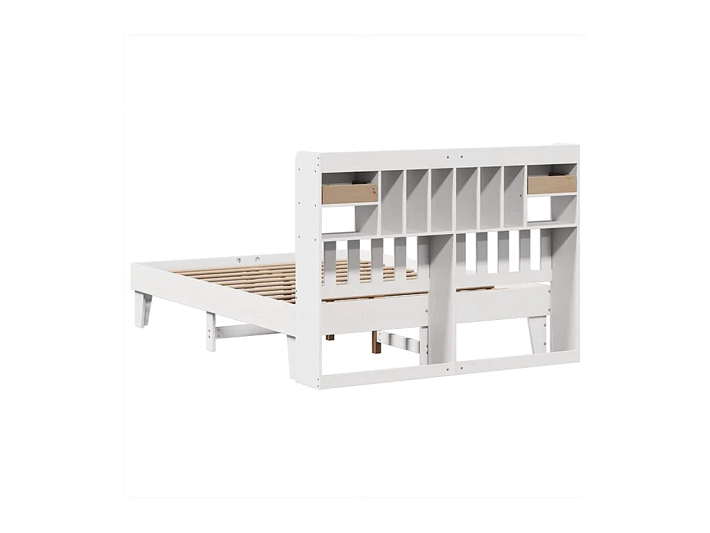 Estructura de cama sin colchón blanca 140x200 cm madera maciza de pino