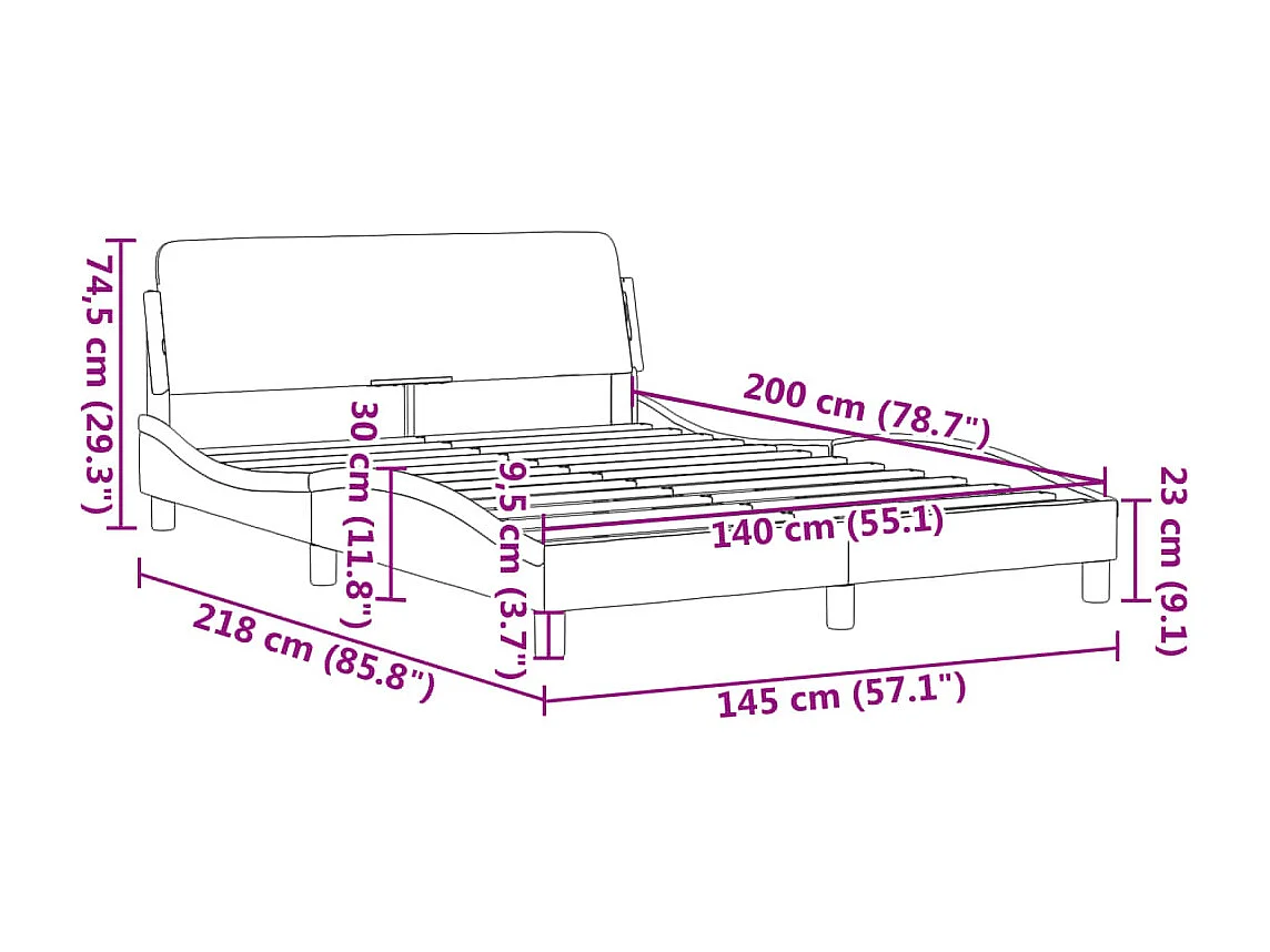 Bettgestell ohne Matratze hellgrau 140x200 cm Stoff