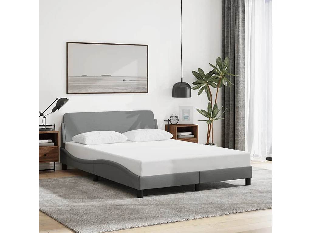 Struttura letto senza materasso tessuto grigio chiaro 140x200 cm