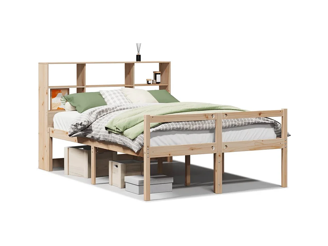 Bibliotheekbed zonder matras 140x190 cm massief grenenhout