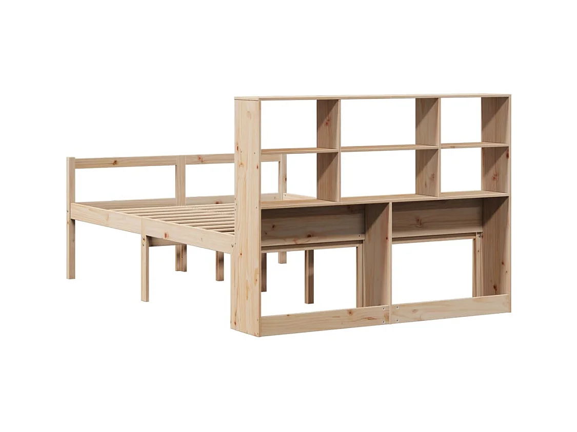 Bibliotheekbed zonder matras 140x190 cm massief grenenhout