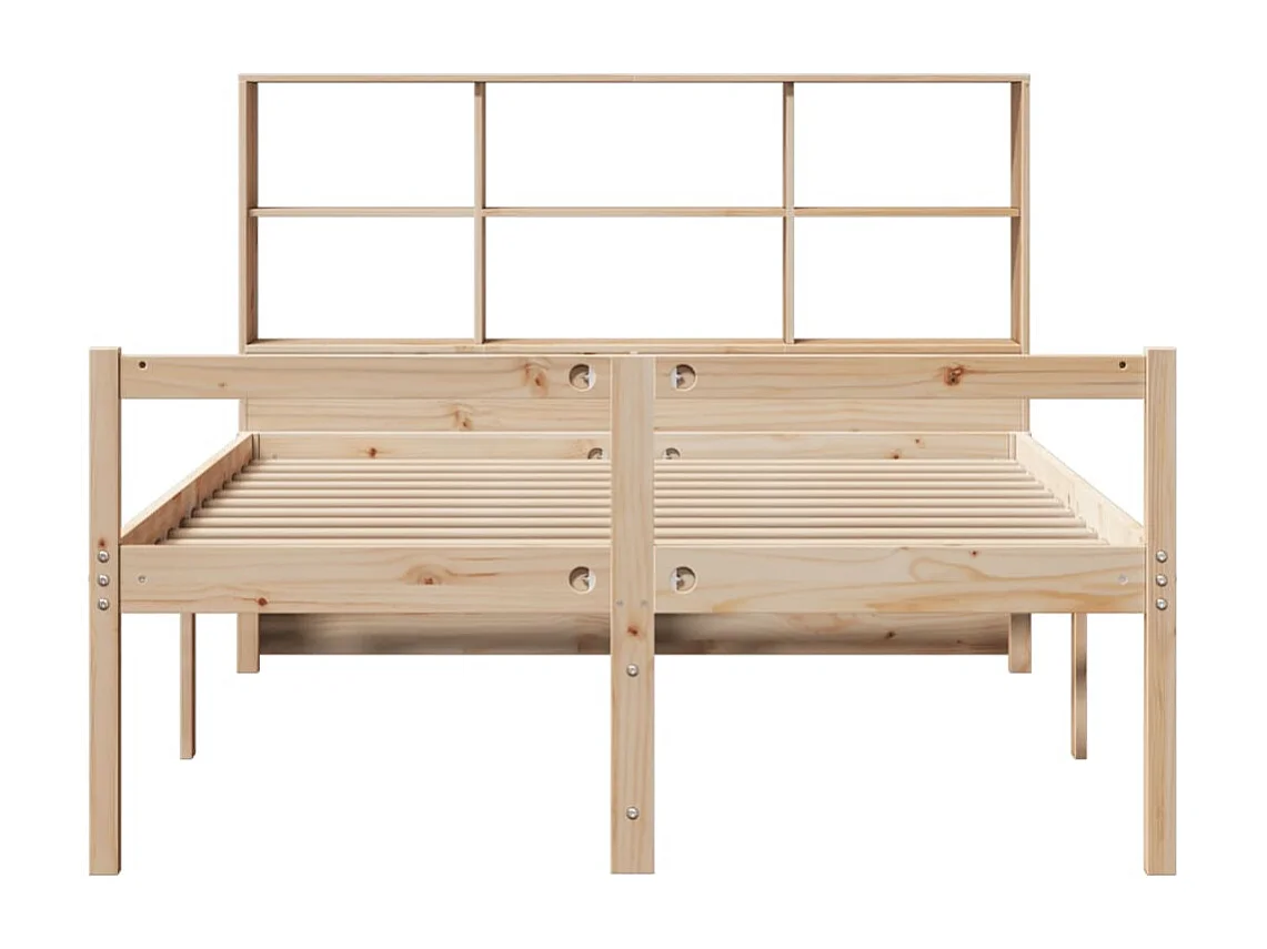 Letto a libreria senza materasso 140x190 cm in legno massello di pino