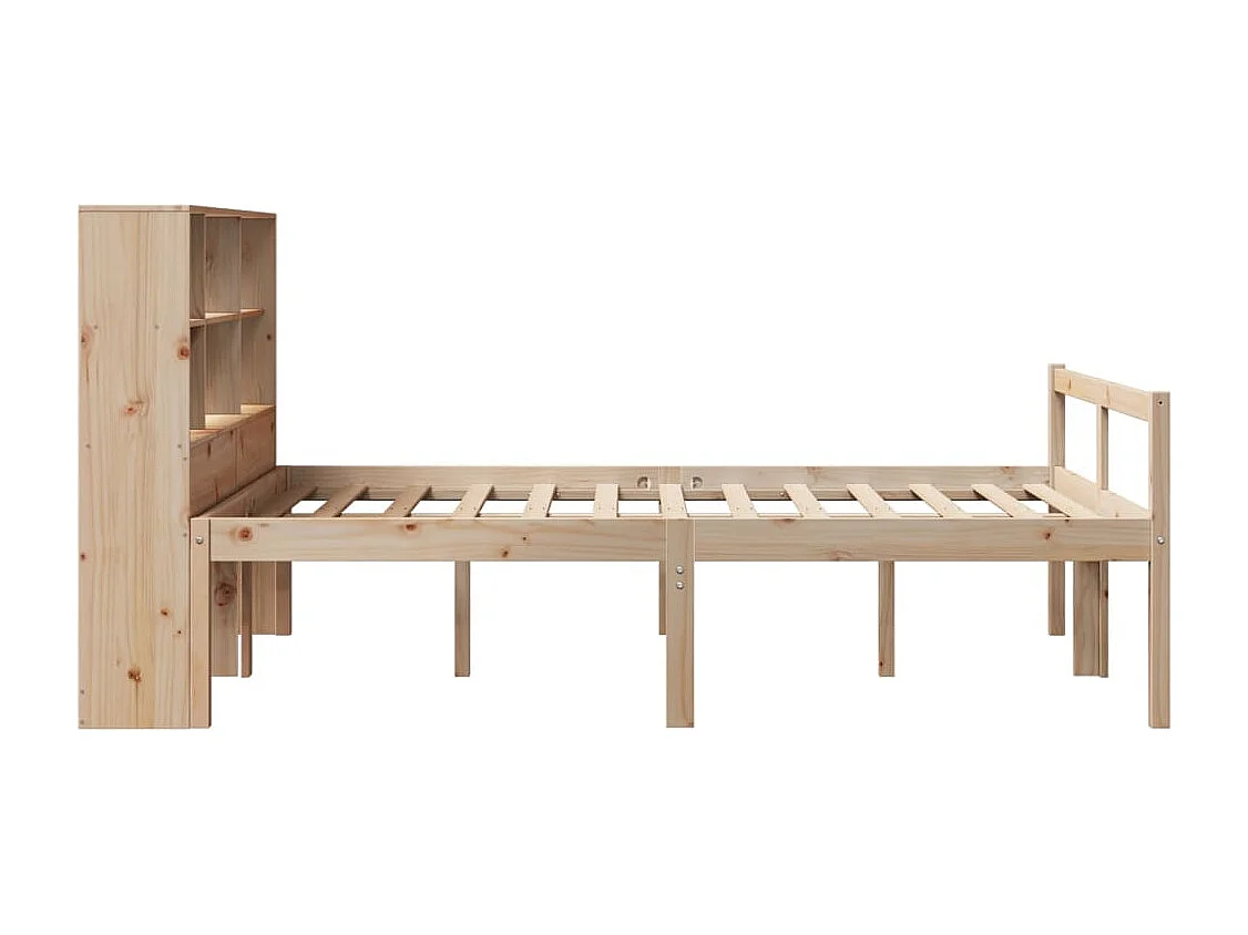 Letto a libreria senza materasso 140x190 cm in legno massello di pino
