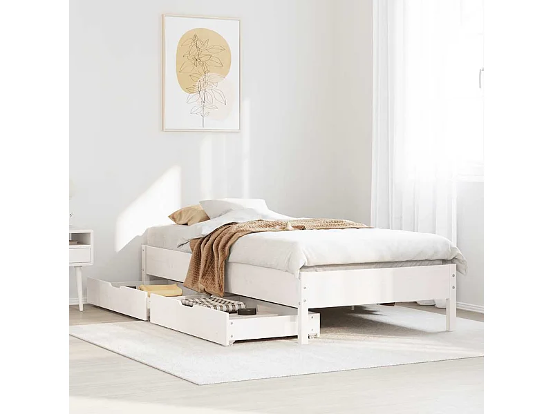 Struttura letto senza materasso bianco 90x190 cm in legno massello di pino