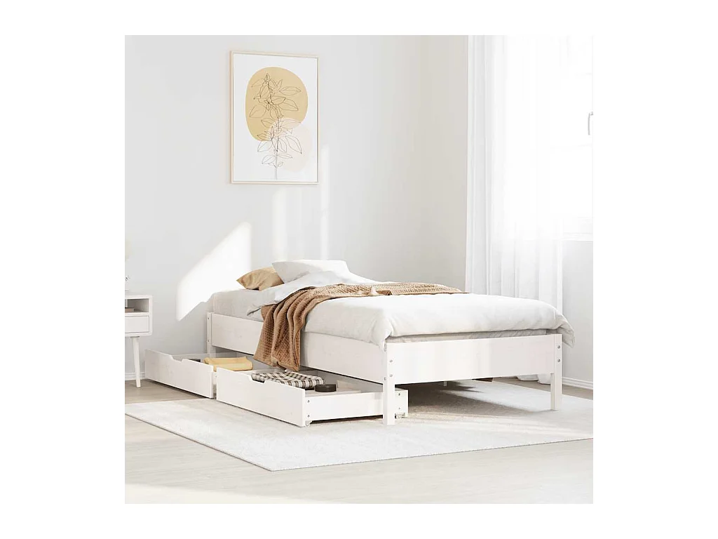 Struttura letto senza materasso bianco 90x190 cm in legno massello di pino