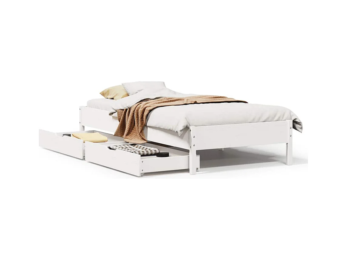 Struttura letto senza materasso bianco 90x190 cm in legno massello di pino