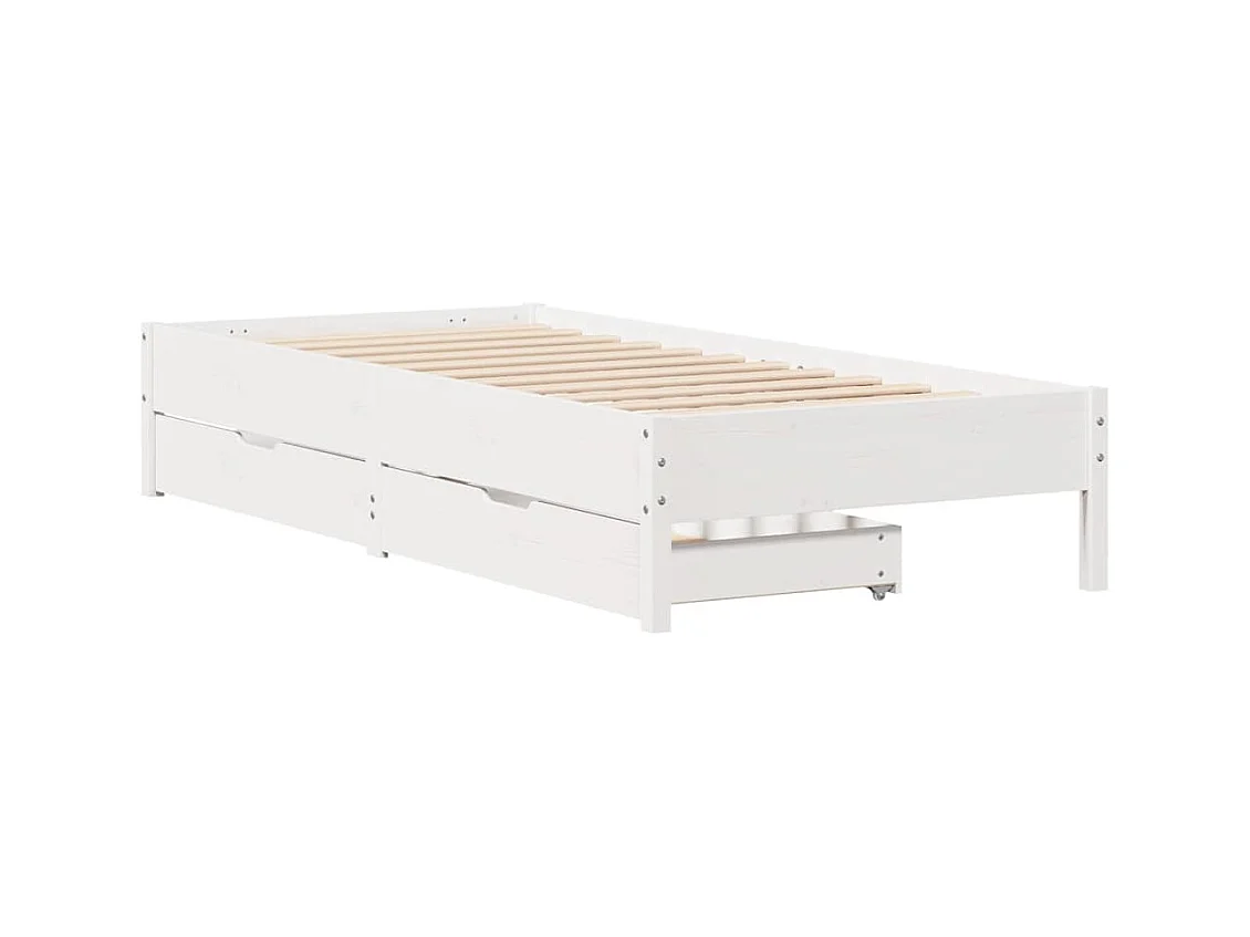Struttura letto senza materasso bianco 90x190 cm in legno massello di pino