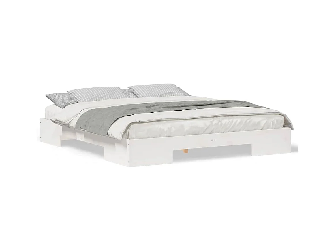 Verhoogd bedframe Wit 180 x 200 cm Massief grenenhout