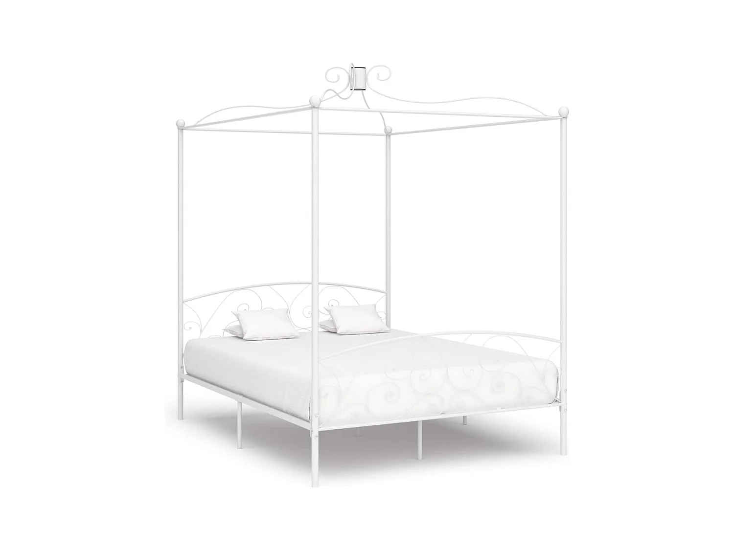 Estructura de cama con dosel blanco de metal de 160 x 200 cm