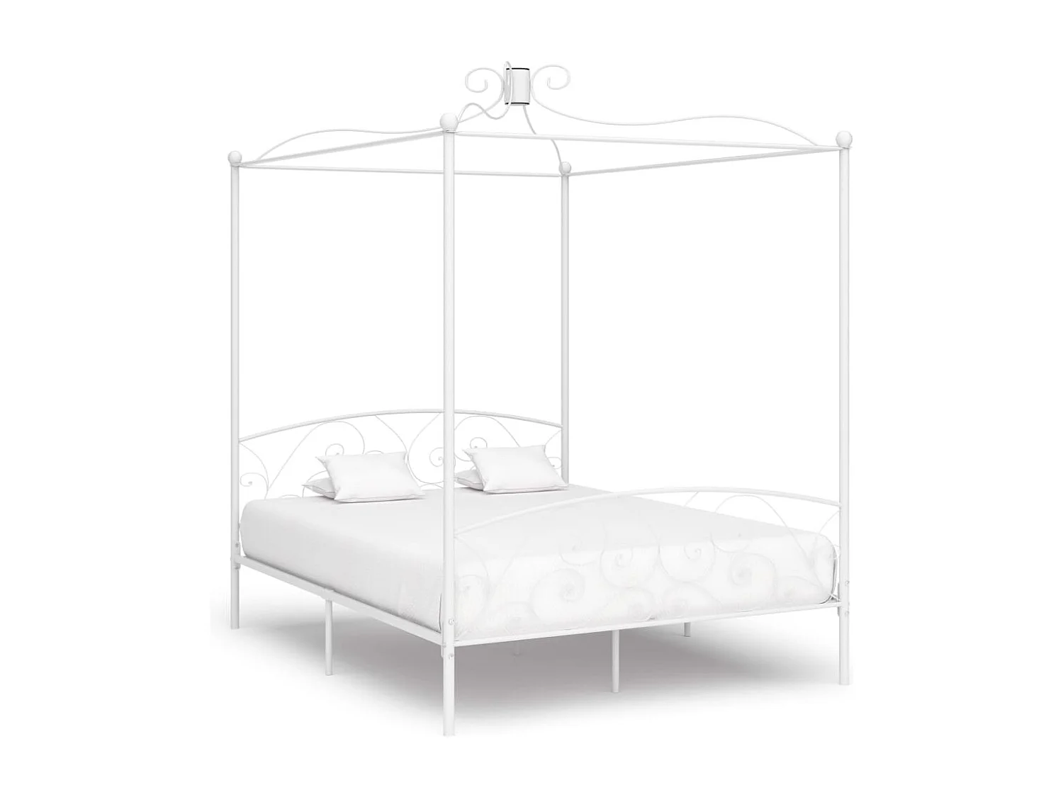 Estructura de cama con dosel blanco de metal de 160 x 200 cm