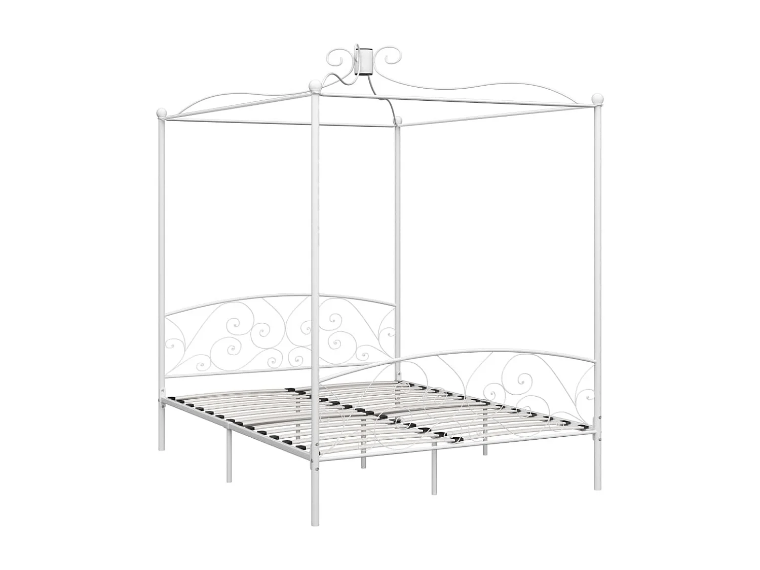 Estructura de cama con dosel blanco de metal de 160 x 200 cm