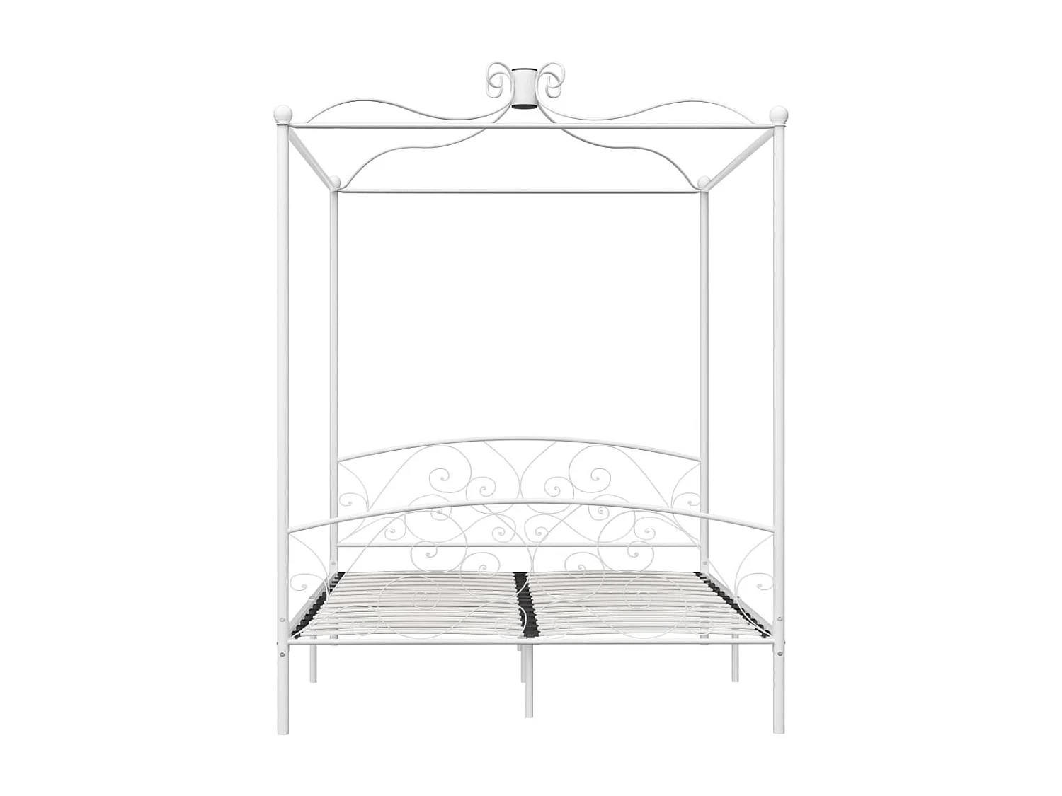 Estructura de cama con dosel blanco de metal de 160 x 200 cm