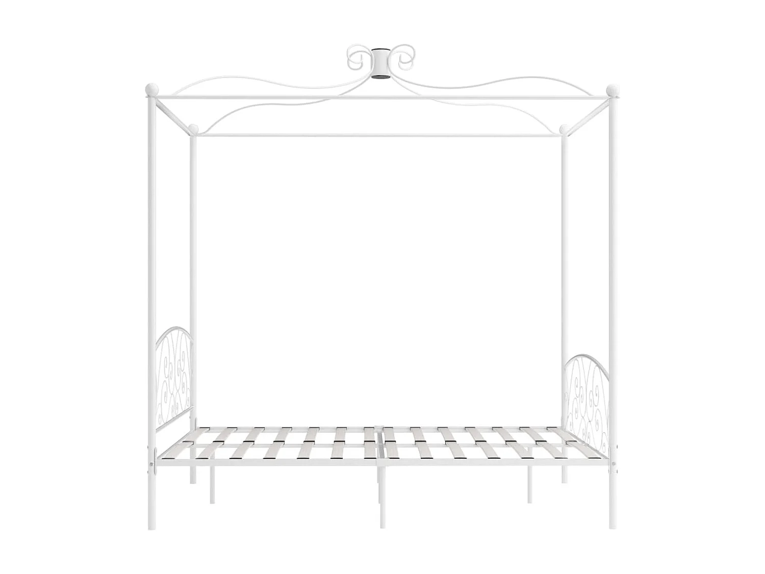 Estructura de cama con dosel blanco de metal de 160 x 200 cm