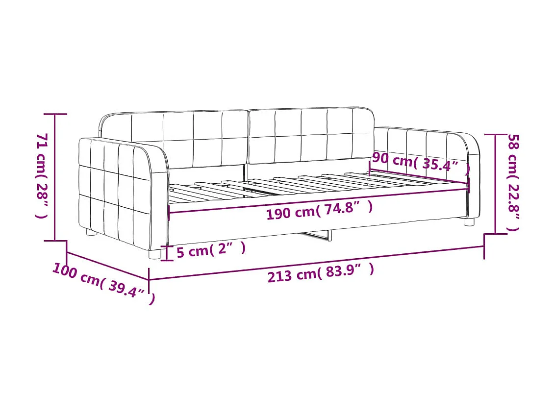 Dagbed zonder matras lichtgrijs 90x190 cm fluweel