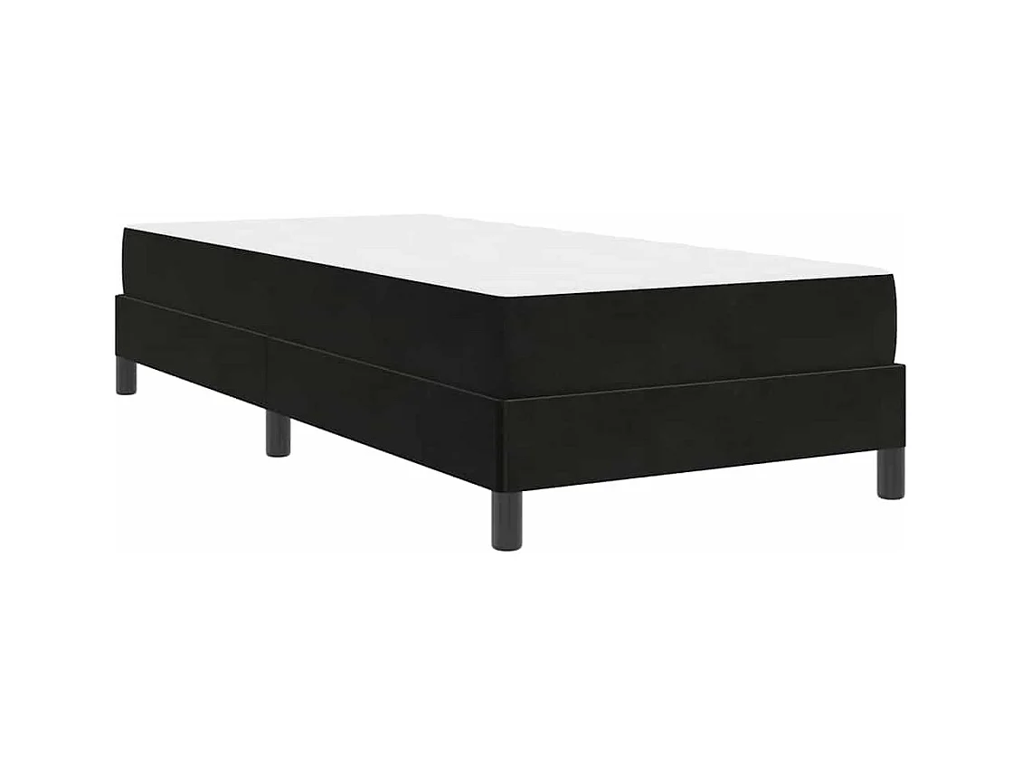 Letto a molle con materasso Nero 100 x 200 cm Velluto