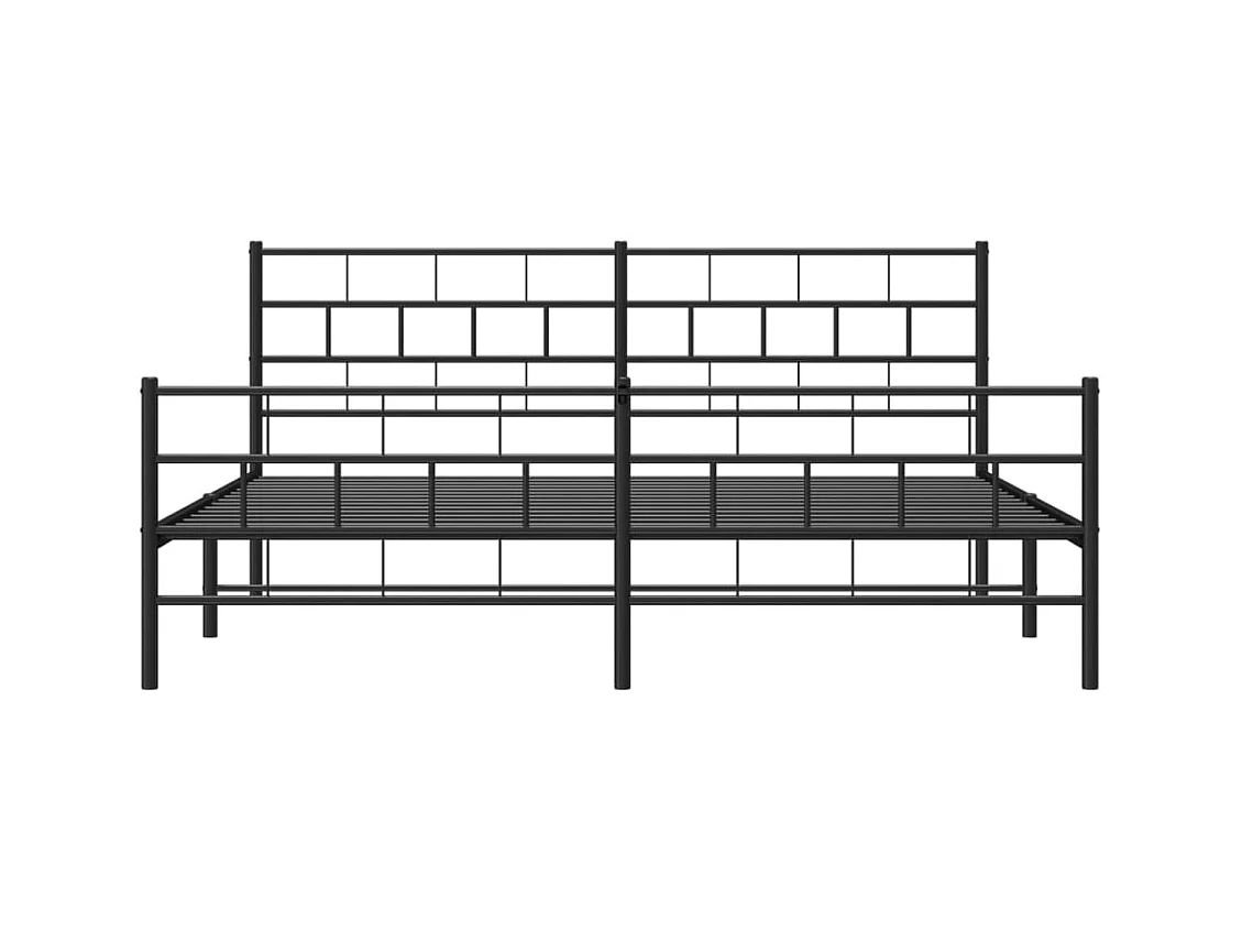 Cadre de lit métal sans matelas avec pied de lit noir 200x200cm
